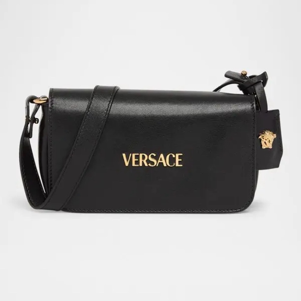 Versace Black Leather Crossbody Bag